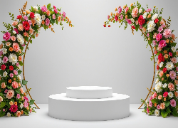 Podium, Dekoracja, Kolorowe, Kwiaty