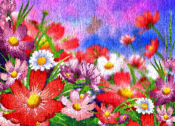 Grafika, 2D, Kolorowe, Kwiaty
