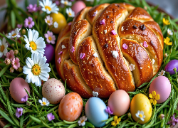 Chleb, Kolorowe, Pisanki, Kwiaty, Wielkanoc