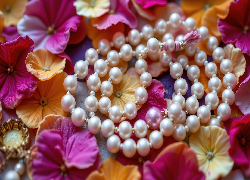 Kolorowe, Kwiaty, Płatki, Korale, Perły