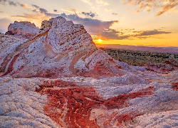 Zachód słońca, Skały, Marble Canyon, Vermillion Cliffs National Monument, Arizona, Stany Zjednoczone
