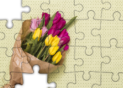 Kolorowe, Kwiaty, Tulipany, Papier