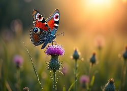 Motyl, Kwiat, Ostrożeń, Grafika AI