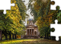 Kościół, Gibside Chapel, Drzewa, Aleja, Anglia