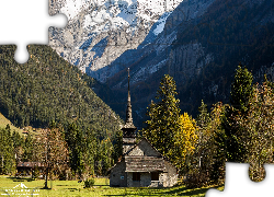 Góry, Alpy, Wzgórze, Drzewa, Kościół, Kandersteg, Kanton Berno, Szwajcaria