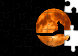 Księżyc, Kot, Gałąź, 2D