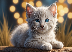 Kot, Niebieskie, Oczy, Grafika