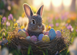 Królik, Pisanki, Gniazdko, Wielkanoc