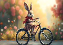 Królik, Sukienka, Rower