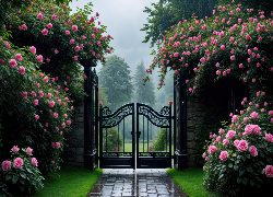 Ogród, Róże, Brama