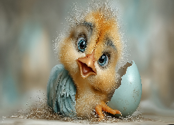 Ptak, Kurczak, Rozbita, Skorupka, Grafika AI