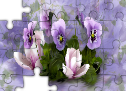 Kwiaty, Jasnofioletowe, Bratki, Grafika