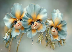 Kwiaty, Płaczące, Twarze, Grafika AI