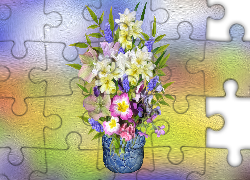 Kwiaty, Bukiet, Wazon, Grafika 2D