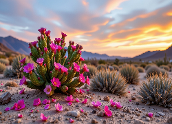Kaktusy, Różowe, Kwiaty, Płatki