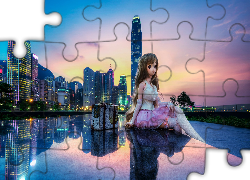 Chiny, Hong Kong, Tamar Park, Wieżowce, Lalka, Zdjęcie miasta