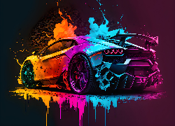 Grafika, Samochód, Kolorowe, Lamborghini