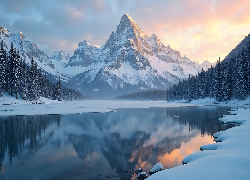 Zima, Jezioro, Góry, Las