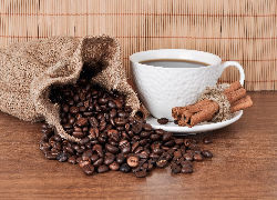 Filiżanka, Kawa, Cynamon, Ziarna