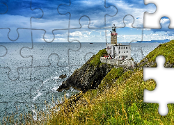 Irlandia, Półwysep Howth Head, Latarnia morska Baily Lighthouse, Wybrzeże, Morze Irlandzkie