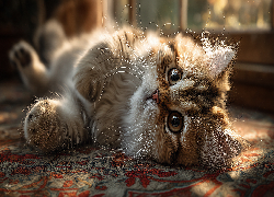 Leżący, Kot, Dywan, Grafika AI