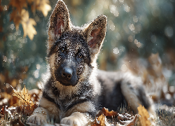 Owczarek niemiecki, Pies, Szczeniak, Grafika AI