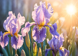 Liliowe, Irysy, Kwiaty, Grafika AI