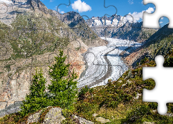 Lodowiec Aletschgletscher, Aletsch, Góry Alpy Berneńskie, Kanton Valais, Szwajcaria