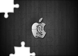 Apple, Logo, Wzór, Kwiatowy, Szare, Tło