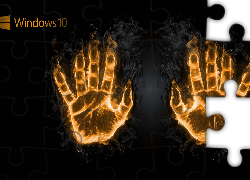 Logo, Windows10, System operacyjny, Dłonie