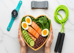 Jedzenie, Łosoś, Ryby, Jajka, Szpinak