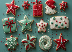 Kolorowe, Ciasteczka, Pierniki, Lukrowane