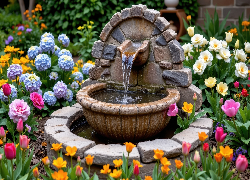 Kwiaty, Kamienie, Ogród