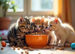 Małe, Koty, Miska, Karma