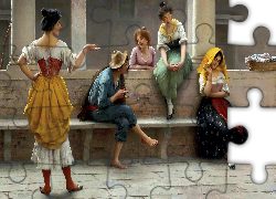 Kobiety, Mężczyzna, Malarstwo, Obraz, Eugene de Blaas