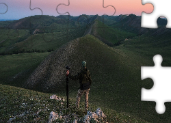 Mężczyzna, Aparat fotograficzny, Statyw, Góry