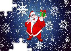 Mikołaj, Prezent, Płatki, Śniegu, Świąteczne, 2D