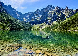 Polska, Góry, Tatry, Jezioro, Morskie Oko, Drzewa