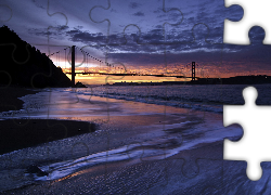 Most Golden Gate, San Francisco, Cieśnina, Zachód Słońca