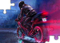 Digital Art, Motocykl, Motocyklista, Kask, Pilot