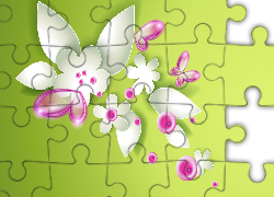 Kwiaty, Motyle, Grafika 2D
