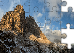 Góry, Tre Cime di Lavaredo, Dolomity, Skały, Niebo