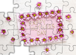 Dzień Matki, Ramka, Napis, Happy Mothers Day, Kwiaty