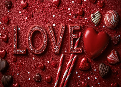 Czekoladki, Czerwone, Serce, Love, Drobne, Kamyki