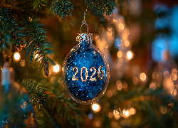 Niebieska, Bombka, 2026, Nowy Rok, Grafika AI