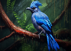 Niebieski, Ptak, Konary, Al