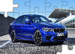 BMW M5 F90, 2018, Niebieskie