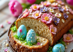 Chleb, Kolorowe, Jajka, Pisanki, Cukrowe, Kwiaty, Wielkanoc