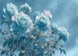 Niebieskie, Róże, Grafika AI