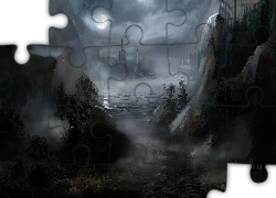 Fantasy, Noc, Skały, Zatoka